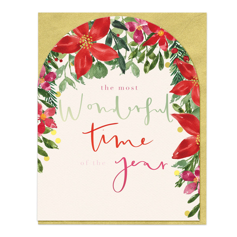 Christmas Card - Z050 - Arched Wonderful Time Christmas Card - Wonderful Time Of Year Christmas Arch Card - Whistlefish