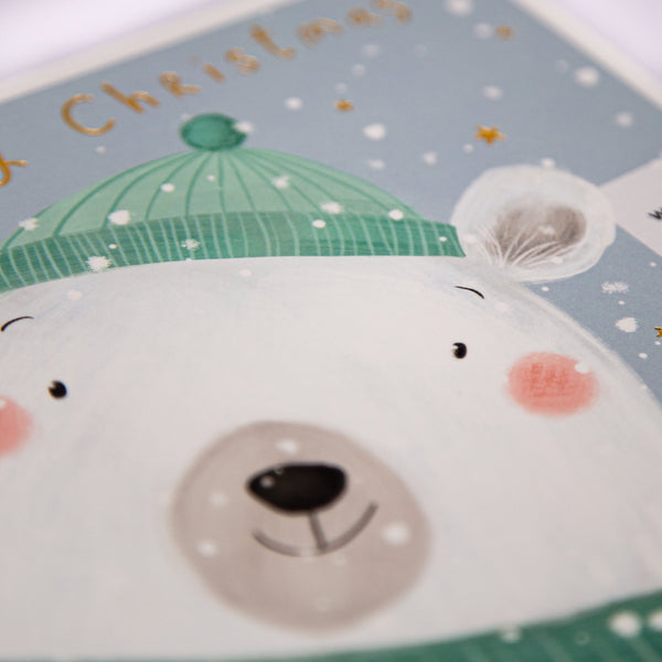 Christmas Card - Z056 - Waving Polar Bear Christmas Card - Waving Polar Bear Christmas Card - Whistlefish