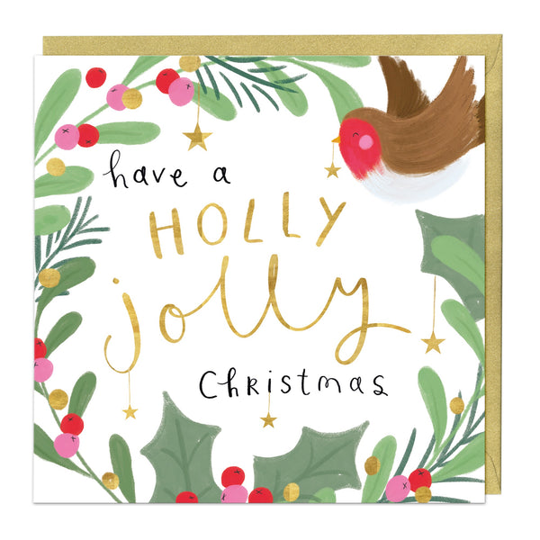 Christmas Card - Z100 - Holly Jolly Robin Christmas Card - Holly Jolly Christmas Robin Card - Whistlefish