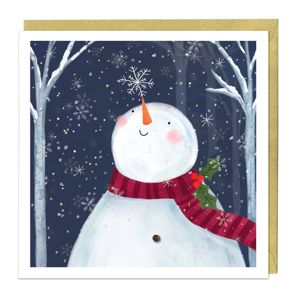 Christmas Card - Z106 - Snowflake Snowman Christmas Card - Snowflake And Snowman Christmas Card - Whistlefish