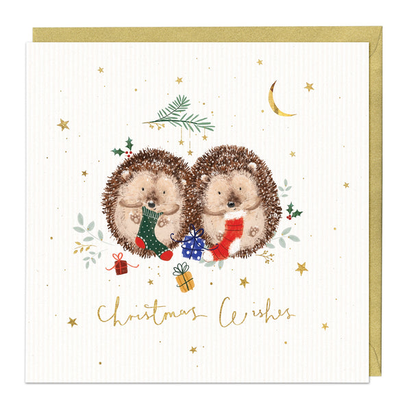 Christmas Card - Z111 - Hedgehogs Sending Wishes Christmas Card - Hedgehogs Sending Christmas Wishes - Whistlefish