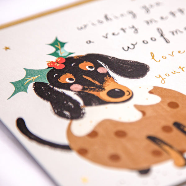 Christmas Card - Z114 - Dachshund Merry Woofmas Christmas Card - Dachshund Merry Woofmas Christmas Card - Whistlefish