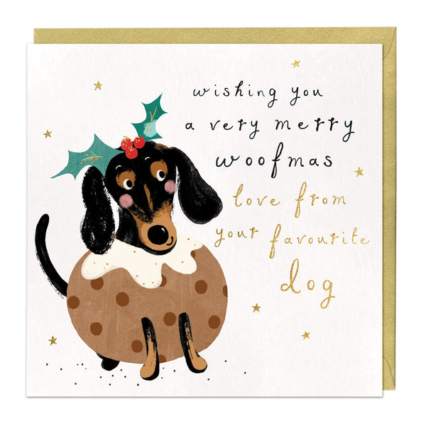 Christmas Card - Z114 - Dachshund Merry Woofmas Christmas Card - Dachshund Merry Woofmas Christmas Card - Whistlefish