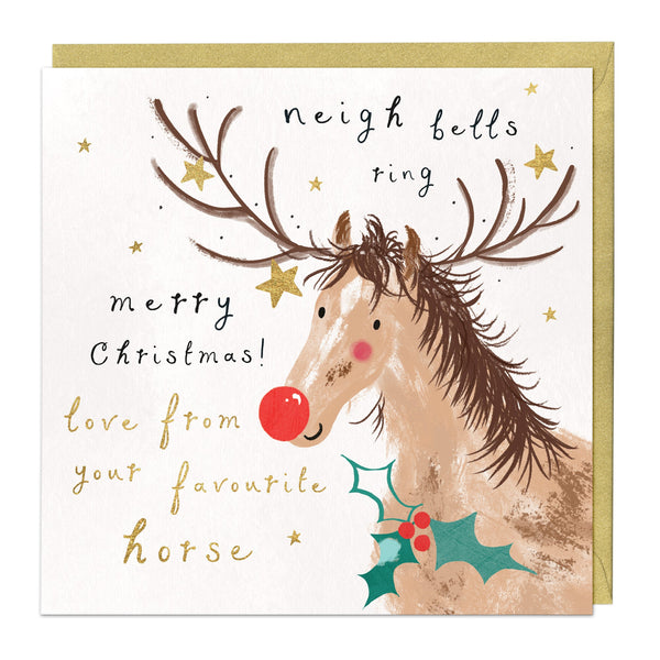 Christmas Card - Z115 - Jingle Hooves Christmas Card - Neigh Bells Ring Christmas Card - Whistlefish