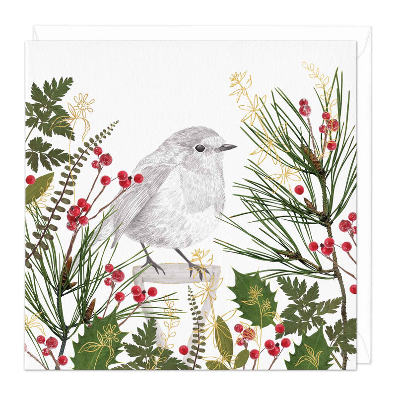 Christmas Card - Z135 - Robin Amongst the Leaves Christmas Card - Robin & Berries Christmas Card - Whistlefish