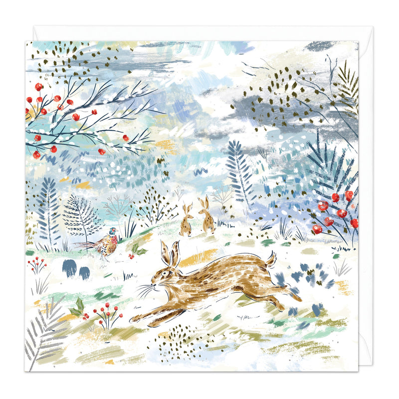 Christmas Card - Z143 - Woodland Hares Christmas Card - Woodland Hares Christmas Card - Whistlefish