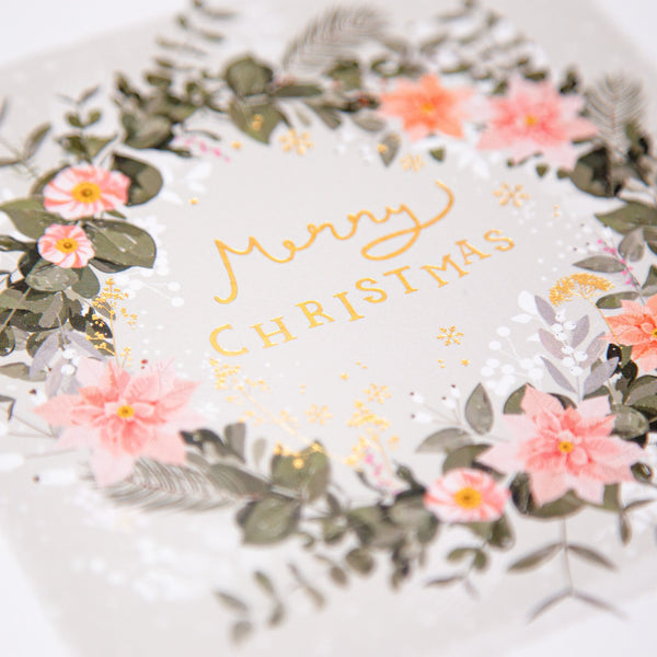 Christmas Card - Z147 - Pink Florals Christmas Card - Pink Florals Christmas Card - Whistlefish