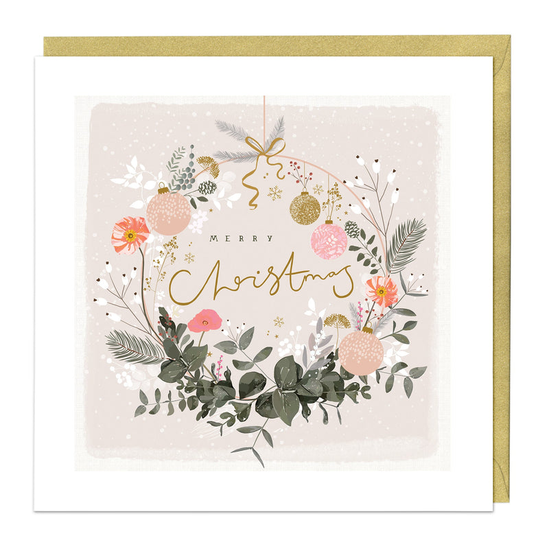 Christmas Card - Z148 - Floral Wreath Christmas Card - Warm Floral Christmas Card - Whistlefish