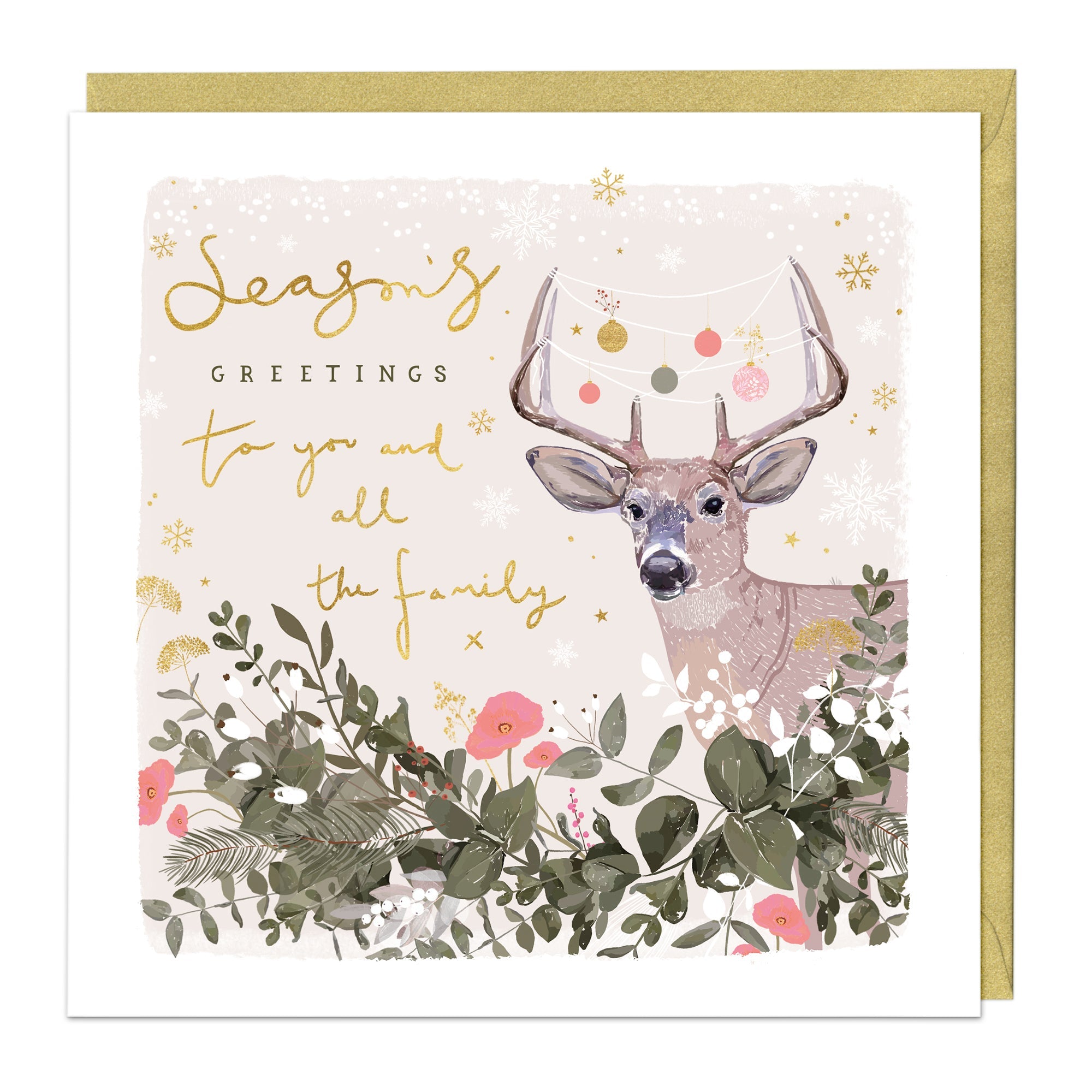 Floral Reindeer Christmas Card - Whistlefish