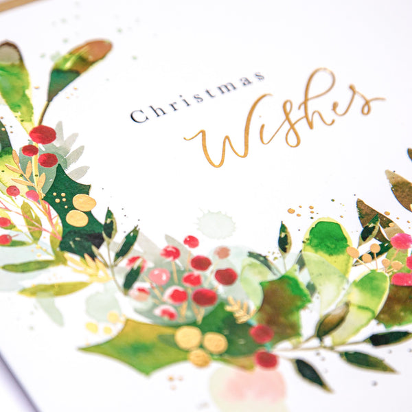 Christmas Card - Z151 - Mistletoe & Floral Wishes Christmas Card - Mistletoe & Floral Wishes Christmas Card - Whistlefish