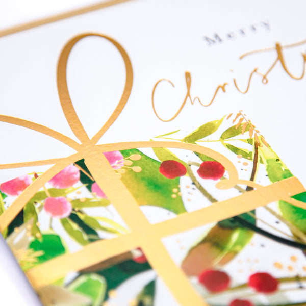 Christmas Card - Z155 - Mistletoe & Present Merry Christmas Card - Mistletoe & Present Merry Christmas Card - Whistlefish