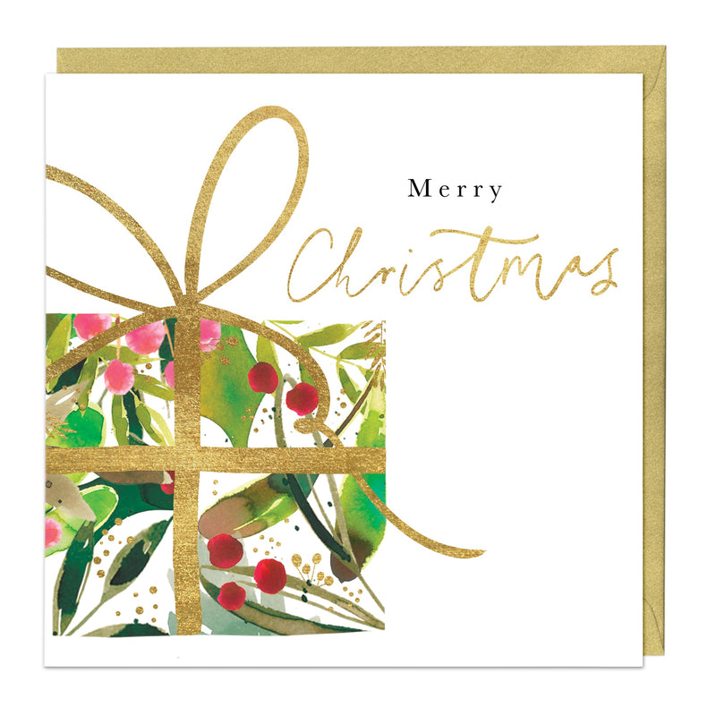 Christmas Card - Z155 - Mistletoe & Present Merry Christmas Card - Mistletoe & Present Merry Christmas Card - Whistlefish