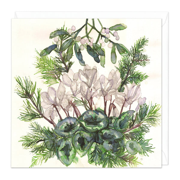 Christmas Card - Z156 - Mistletoe & Cyclamen Christmas Card - Mistletoe & Cyclamen Christmas Card - Whistlefish