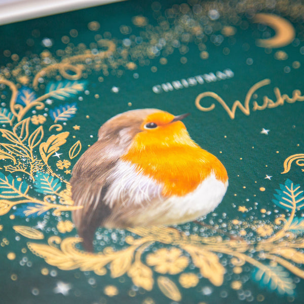 Christmas Card - Z171 - Midnight Robin Christmas Card - Seasons Wishes Christmas Card - Whistlefish