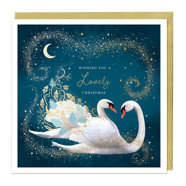 Christmas Card - Z172 - Midnight Swans Christmas Card - Lovely Christmas Card - Whistlefish