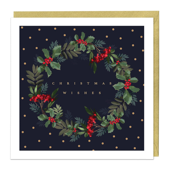 Christmas Card - Z174 - Wreath & Wishes Christmas Card - Christmas Wishes Card - Whistlefish