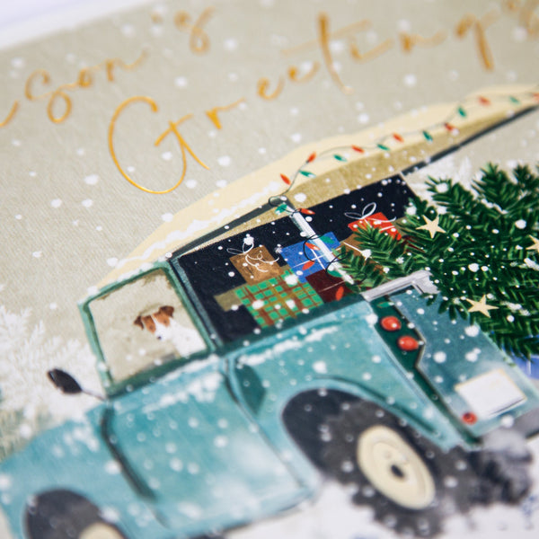 Christmas Card - Z189 - Landrover, Seasons Greeting Christmas Card - Landrover, Seasons Greeting Christmas Card - Whistlefish