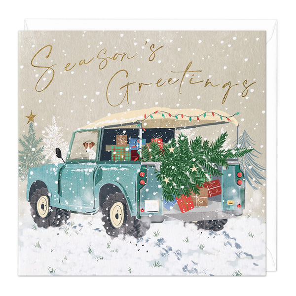 Christmas Card - Z189 - Landrover, Seasons Greeting Christmas Card - Landrover, Seasons Greeting Christmas Card - Whistlefish