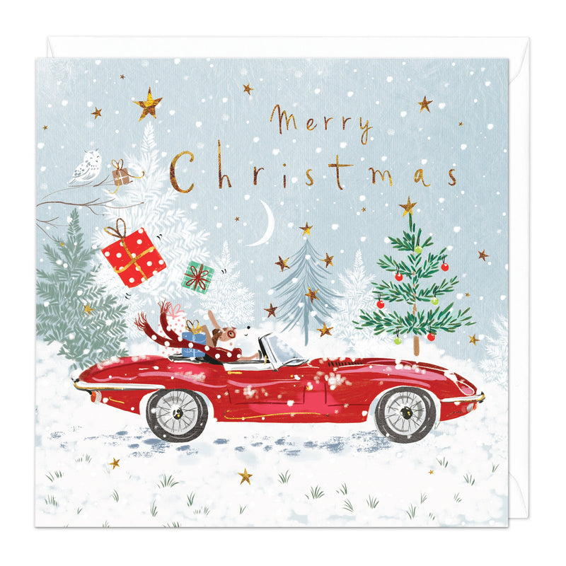 Christmas Card - Z191 - Red Car with Presents Christmas Card - Red Car Christmas Card - Whistlefish