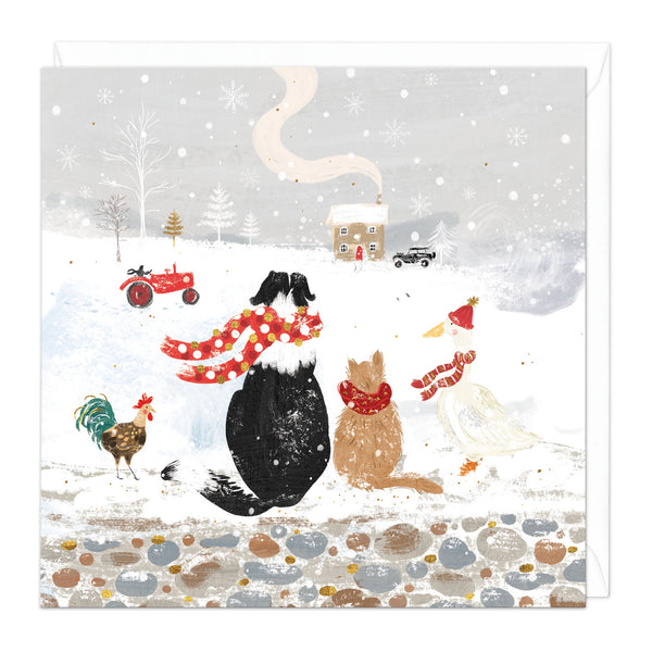 Christmas Card - Z193 - Wrap Up Warm, at the Farm Christmas Card - Wrap Up Warm Christmas Card - Whistlefish