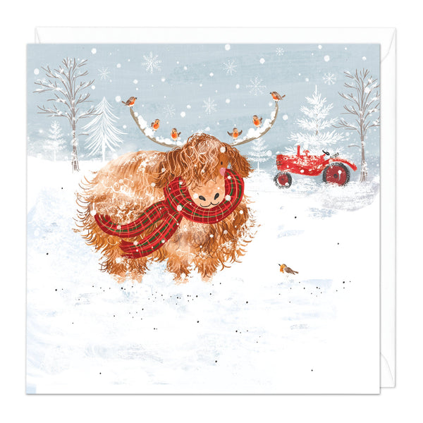 Christmas Card - Z194 - Wrap Up Warm, Highland Cow Christmas Card - Wrap Up Warm, Highland Cow Christmas Card - Whistlefish