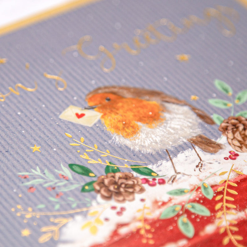 Christmas Card - Z201 - Seasons Greeting Robin Christmas Card - Seasons Greeting Pinstripe Christmas Card - Whistlefish