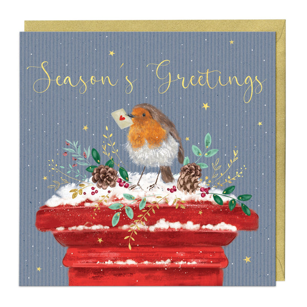 Christmas Card - Z201 - Seasons Greeting Robin Christmas Card - Seasons Greeting Pinstripe Christmas Card - Whistlefish