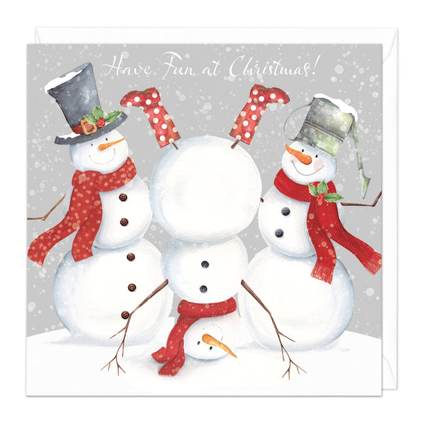 Christmas Card - Z232 - frolicking Snowmen Christmas Card - Have Fun Snowmen Christmas Card - Whistlefish