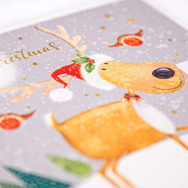 Christmas Card - Z233 - Deer & Robins Christmas Card - Deer & Robins Christmas Card - Whistlefish