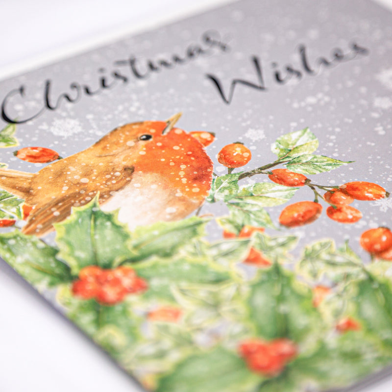 Christmas Card - Z234 - Robin Holly & Rosehips Christmas Card - Robin Holly & Rosehips Christmas Card - Whistlefish