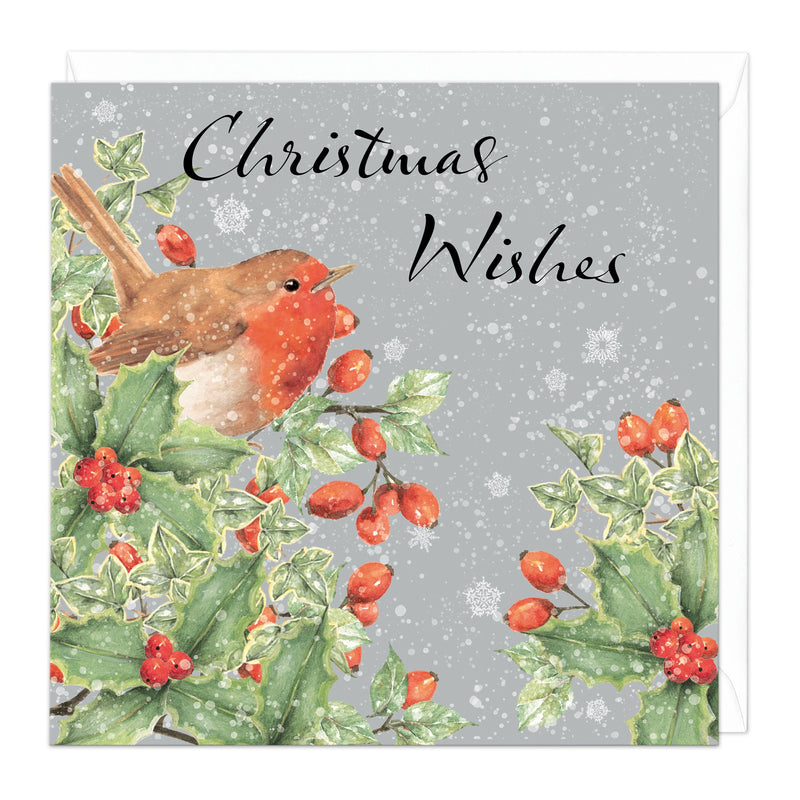 Christmas Card - Z234 - Robin Holly & Rosehips Christmas Card - Robin Holly & Rosehips Christmas Card - Whistlefish