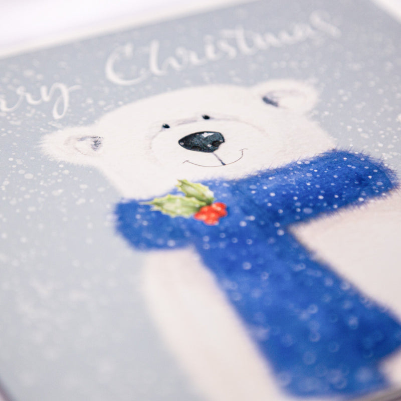 Christmas Card - Z235 - Bear In A Blue Scarf Christmas Card - Bear In A Blue Scarf Christmas Card - Whistlefish