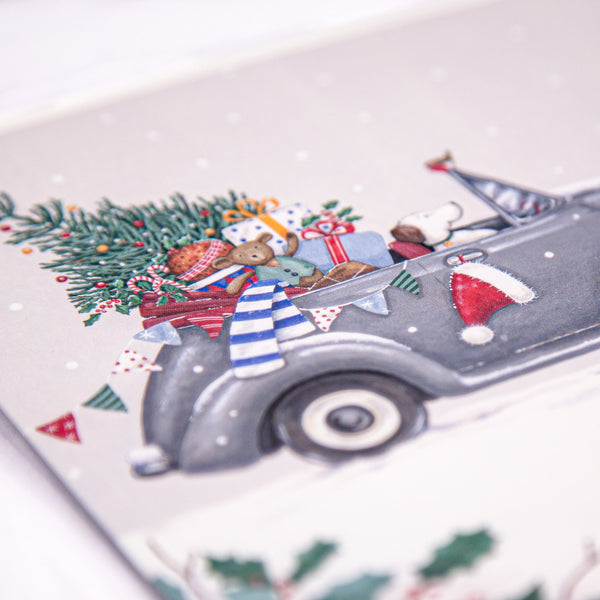 Christmas Card - Z261 - Vintage Car Christmas Card - Laden Car Christmas Card - Whistlefish