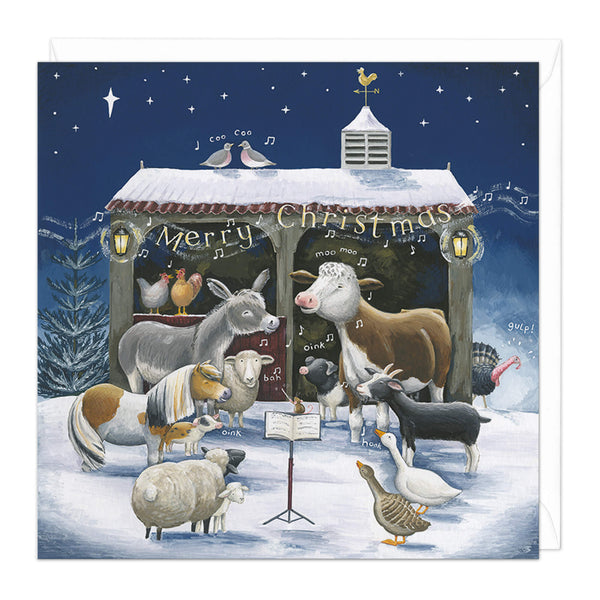 Christmas Card - Z265 - Animal Choir Christmas Card - Manger Christmas Card - Whistlefish