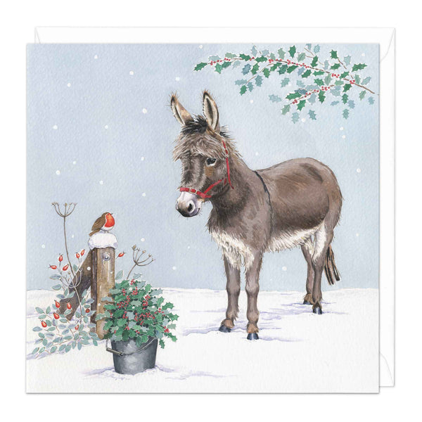 Christmas Card - Z266 - Donkey In Winter Christmas Card - Donkey Christmas Card - Whistlefish