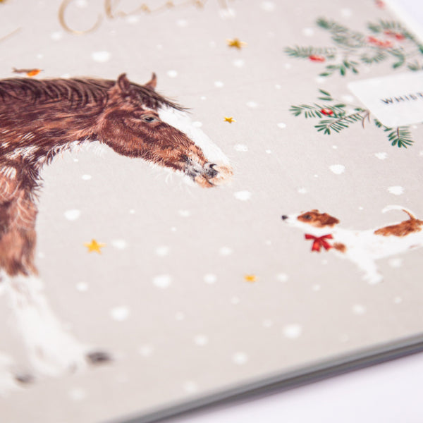 Christmas Card - Z277 - Winter Friendship Christmas Card - Equine Merry Christmas Card - Whistlefish