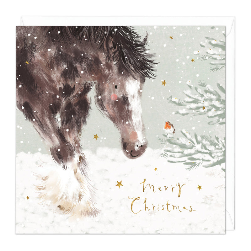 Christmas Card - Z281 - Playful Horse Christmas Card - Elegant Horses Christmas Card - Whistlefish