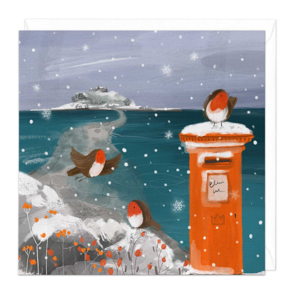 Christmas Card - Z282 - St Michaels Mount Christmas Card - St Michaels Christmas In Cornwall Card - Whistlefish