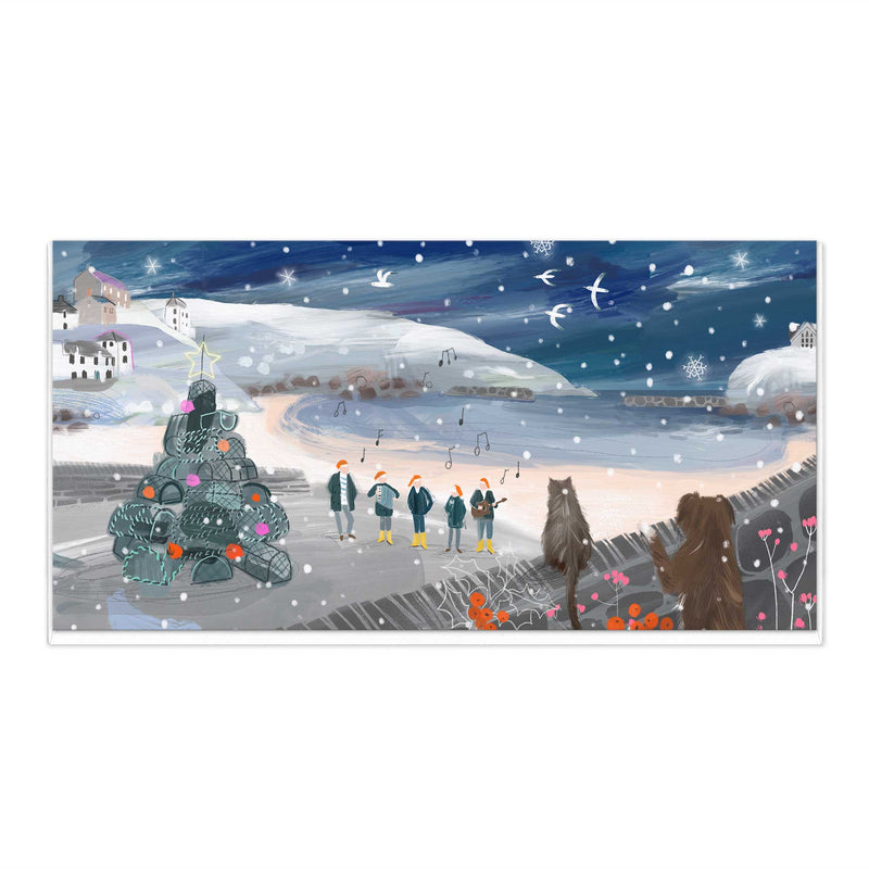 Christmas Card - Z311 - Festive Coastal Choir Christmas Card - Singing Friends Christmas Card - Whistlefish