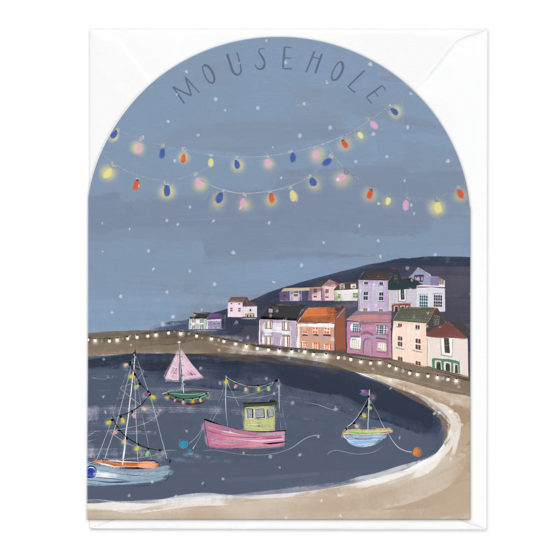 Christmas Card - Z315 - Arched Mousehole Christmas Card - Mousehole Christmas Arch Card - Whistlefish