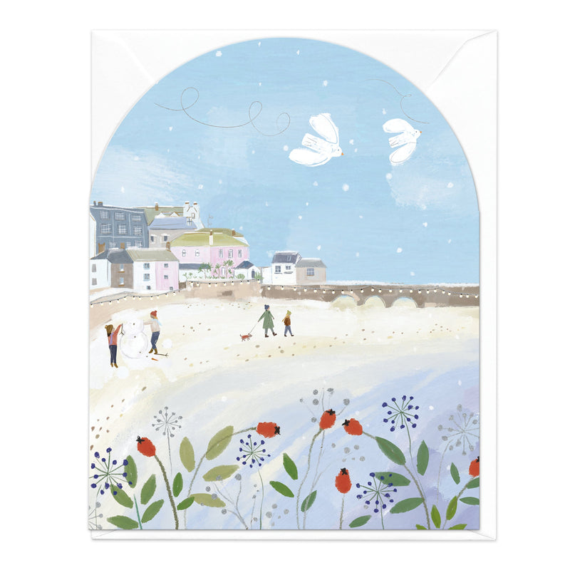 Christmas Card - Z317 - Arched On The Beach Christmas Card - On The Beach Christmas Arch Card - Whistlefish