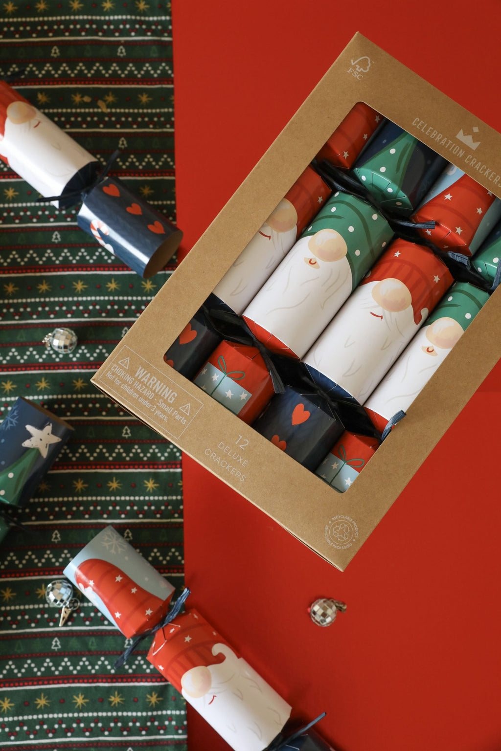 Christmas Crackers-CC-FC10-FMP - 12 Festive Gonk Christmas Crackers-Heart & Soul
