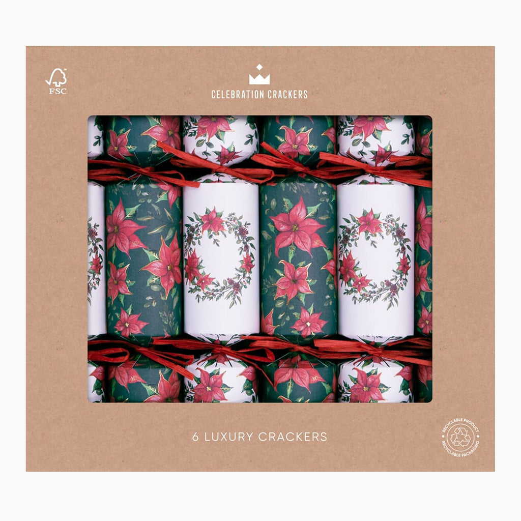 Christmas Crackers-CC-RG10-FMP - 6 Poinsettia Christmas Crackers-Heart & Soul