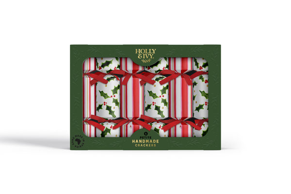 Christmas Crackers - HI24-PET-R-1 - 6 Holly Petite Christmas Crackers - 6 Holly Petite Christmas Crackers - Whistlefish