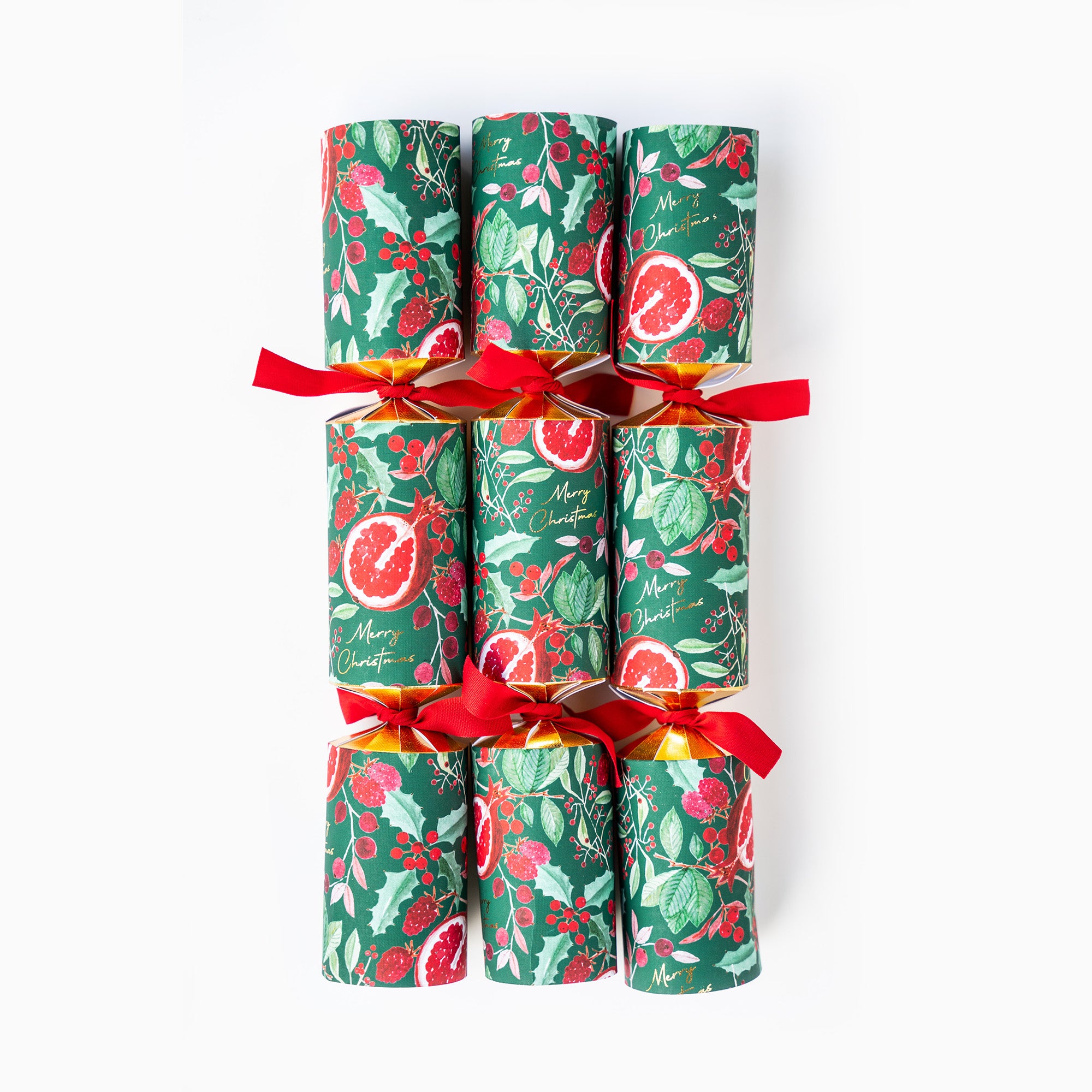 Christmas Crackers-HI25-BOUT-3 - 6 Pomegranate Christmas Crackers-Holly & Ivy