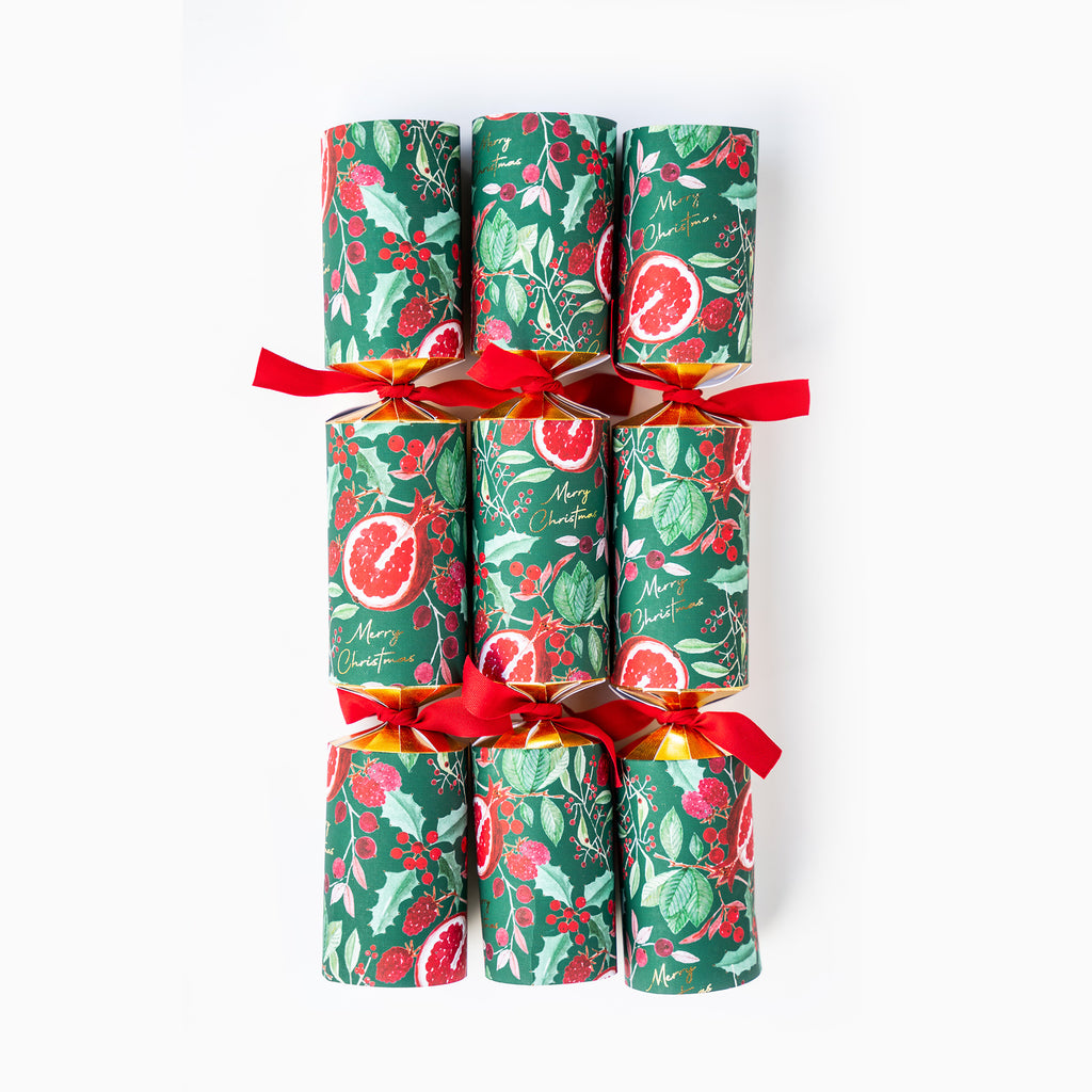 Christmas Crackers-HI25-BOUT-3 - 6 Pomegranate Christmas Crackers-Holly & Ivy