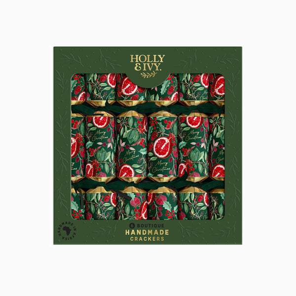Christmas Crackers-HI25-BOUT-3 - 6 Pomegranate Christmas Crackers-Holly & Ivy