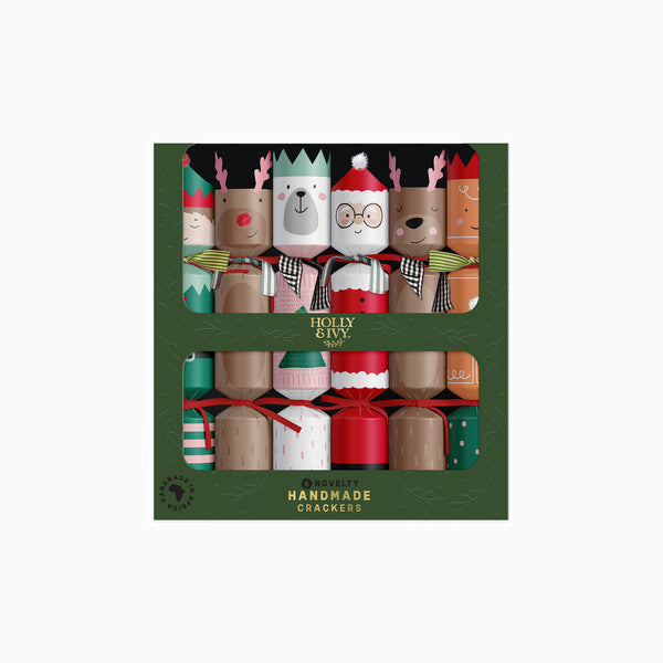 Christmas Crackers-HI25-CHAR-1 - 6 Jolly Friends Christmas Crackers-Holly & Ivy