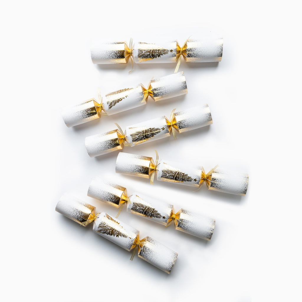 Christmas Crackers-HI25-FES-4 - 12 Gold Trees Christmas Crackers-Holly & Ivy