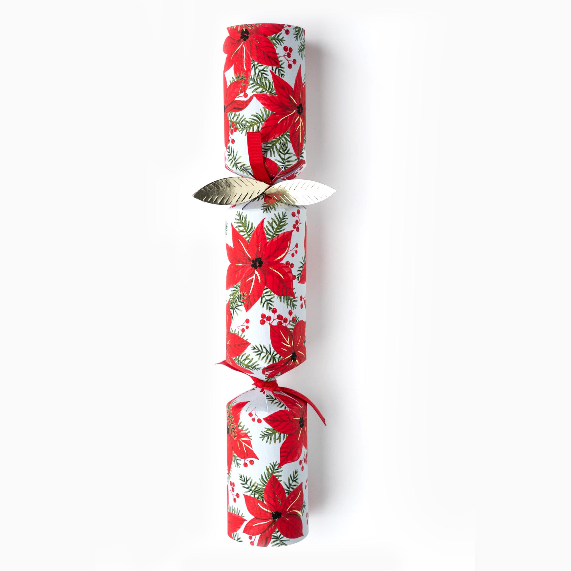 Christmas Crackers-HI25-LUX-4 - 6 Poinsettia Christmas Crackers-Holly & Ivy